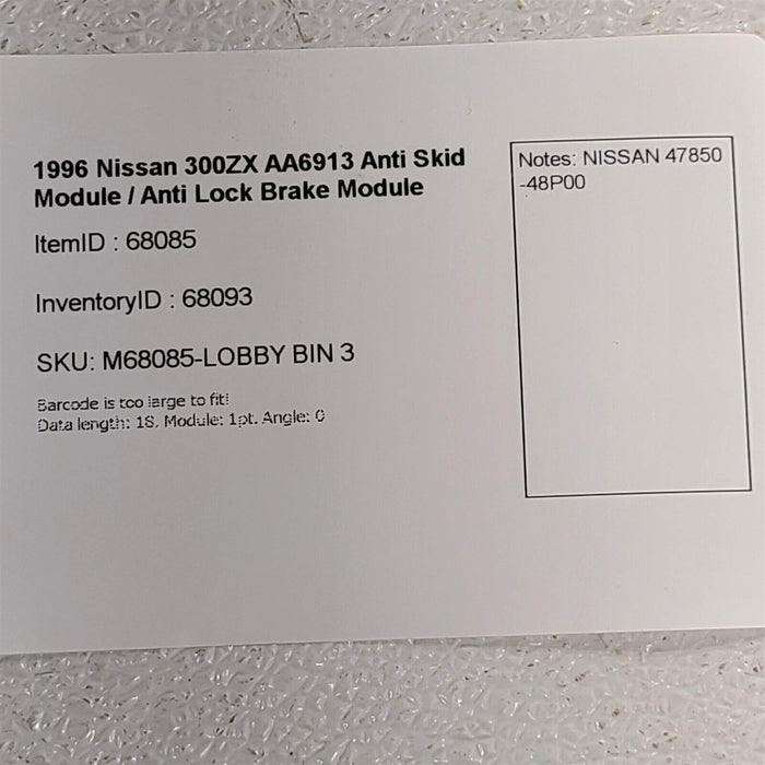 1996 Nissan 300ZX ABS Module Anti Lock Brake Module AA6913