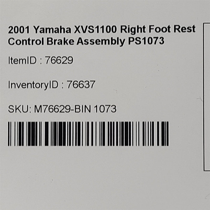 2001 Yamaha XVS1100 Right Foot Rest Control Brake Assembly PS1073