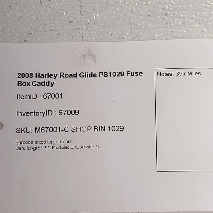 2008 Harley Road Glide Fuse Box Caddy PS1029
