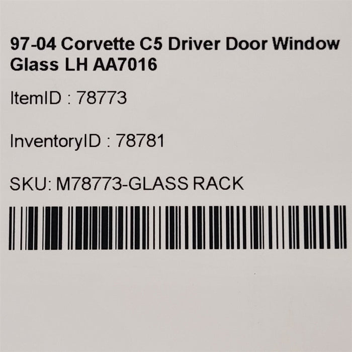97-04 Corvette C5 Driver Door Window Glass LH AA7016