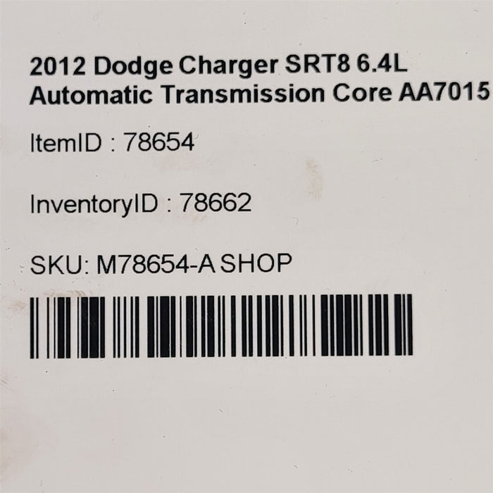 2012 Dodge Charger SRT8 6.4L Automatic Transmission Core AA7015