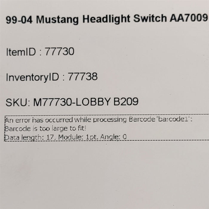 99-04 Mustang Headlight Switch AA7009