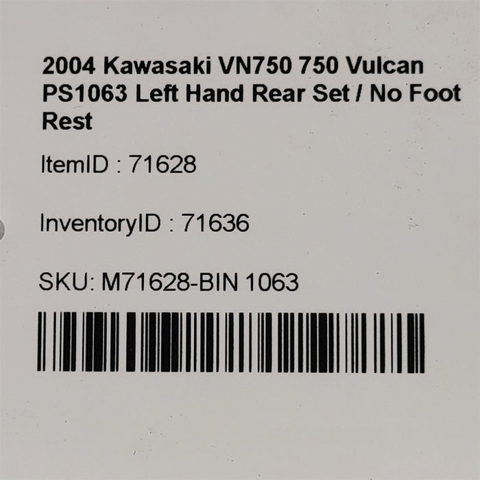 2004 Kawasaki VN750 750 Vulcan Left Rear Foot Peg Bracket Mount PS1063