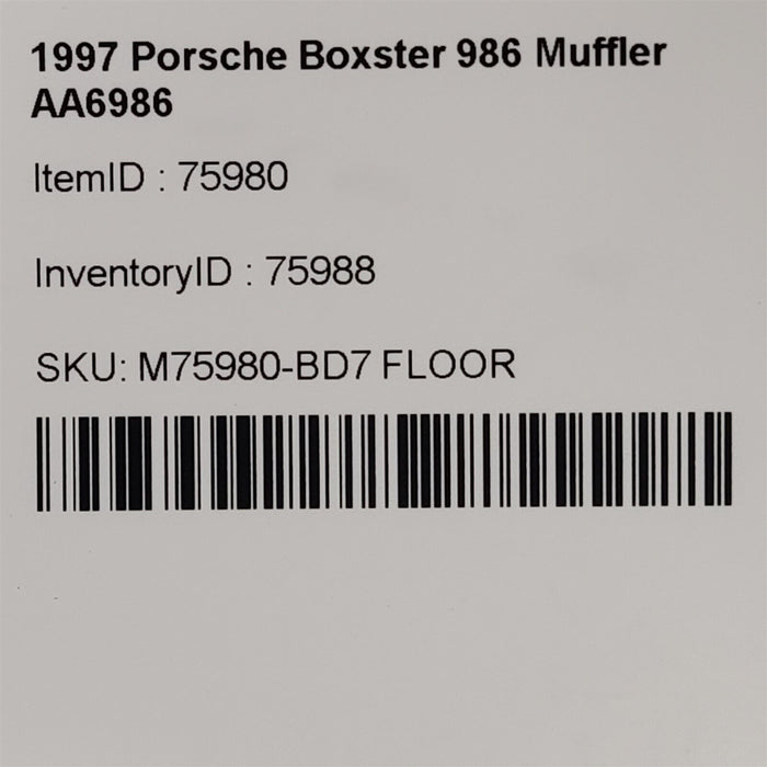 97-99 Porsche Boxster 986 Muffler 2.5L AA6986