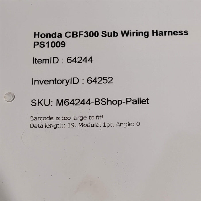 2020 Honda CBF300 Sub Wiring Harness PS1009