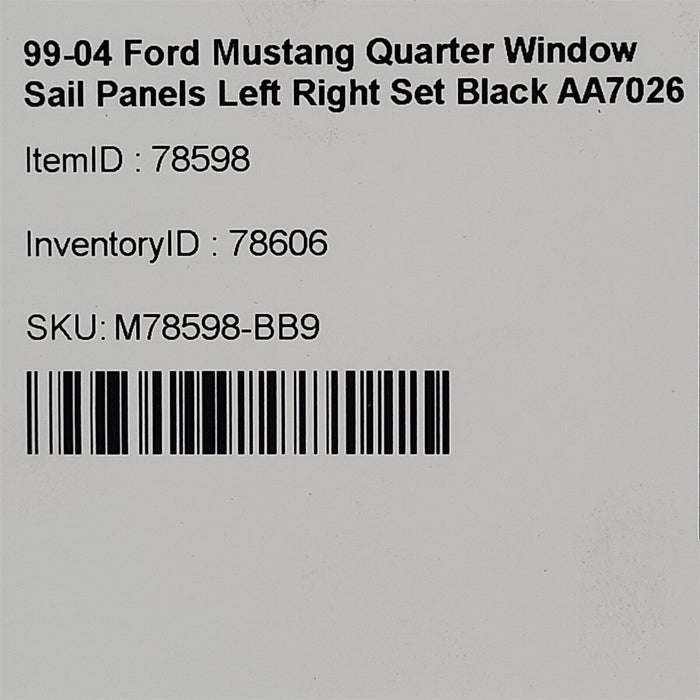 99-04 Ford Mustang Quarter Window Sail Panels Left Right Set Black AA7026