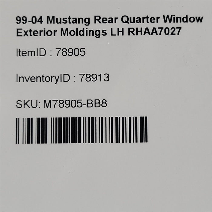 99-04 Mustang Rear Quarter Window Exterior Moldings LH RHAA7027