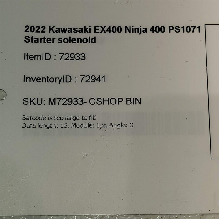 2022 Kawasaki Ex400 Ninja 400 Starter Solenoid Ps1071