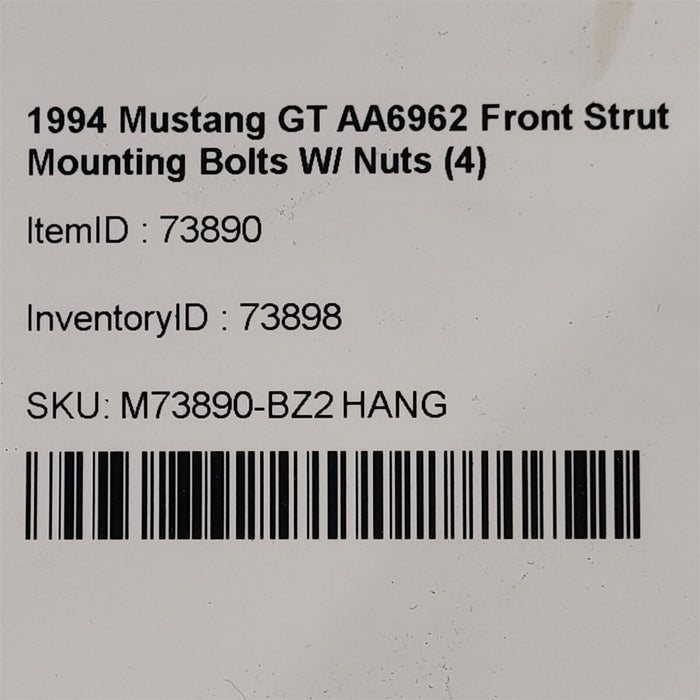 94-04 Mustang 5.0L Gt Lower Strut Mounting Bolts Nuts Hardware Aa6962