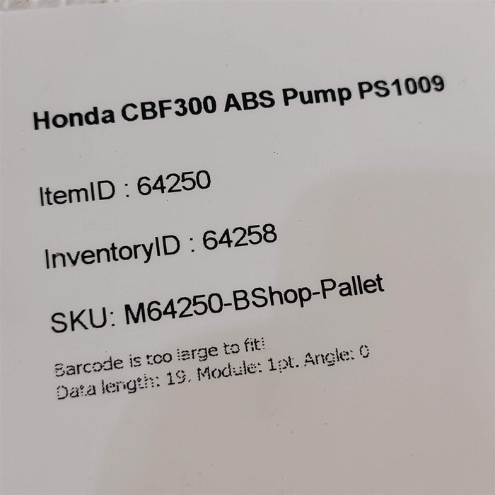 2020 Honda CBF300 ABS Pump Anti Lock Brake Control Module Pump PS1009