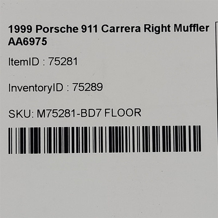 99-01 Porsche 911 996 Carrera Right Muffler Passenger Exhaust See note AA6975