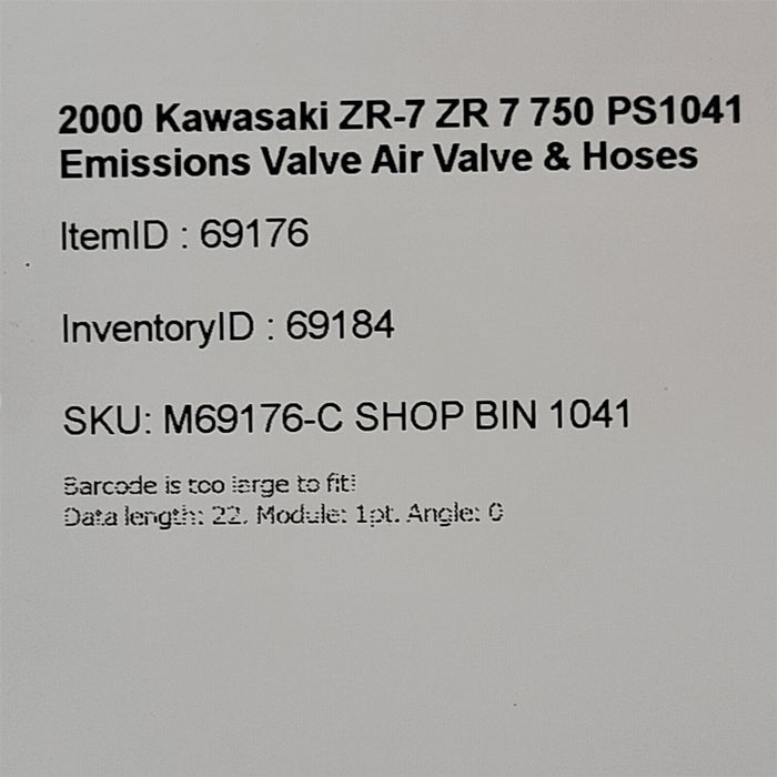 2000 Kawasaki ZR-7 ZR 7 750 Emissions Valve Air Valve & Hoses PS1041
