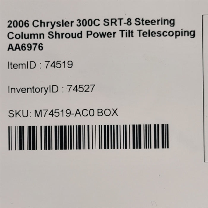 2006 Chrysler 300C SRT-8 Steering Column Shroud Power Tilt Telescoping AA6976