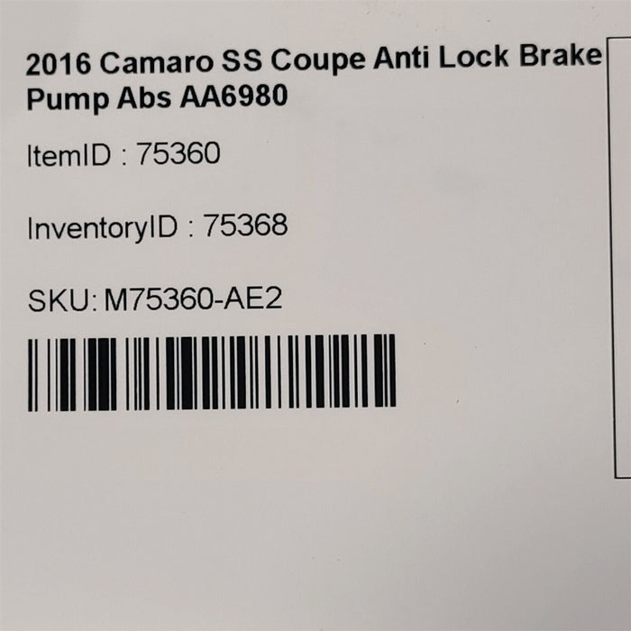 2016 Camaro SS EBCM Abs Pump Module Anti Lock Brake Control AA6980