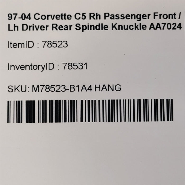 97-04 Corvette C5 Rh Passenger Front / Lh Driver Rear Spindle Knuckle AA7024