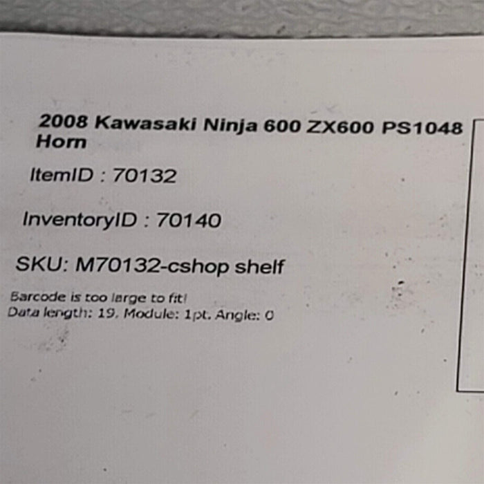 2008 Kawasaki Ninja 600 ZX600 Horn PS1048