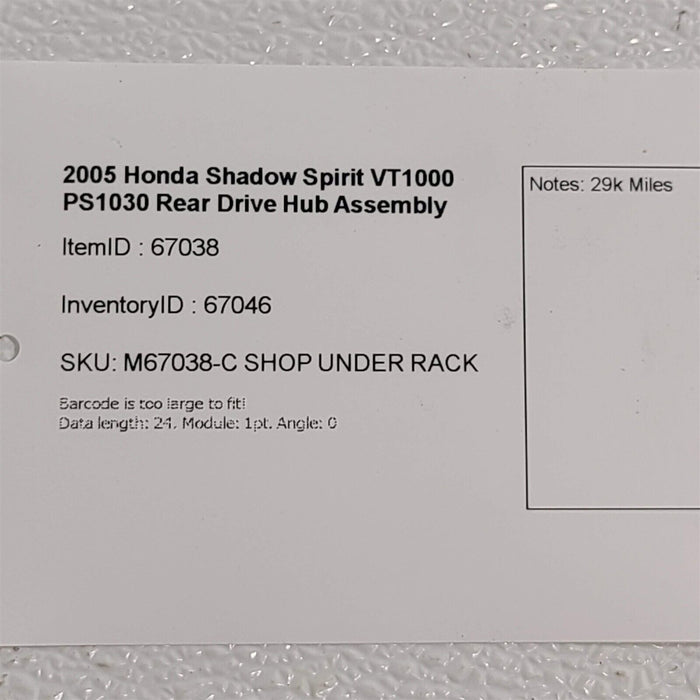 2005 Honda Shadow Spirit Vt1100 Rear Drive Hub Assembly Ps1030