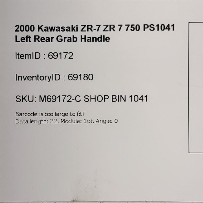 2000 Kawasaki ZR-7 ZR750 Left Rear Grab Handle PS1041