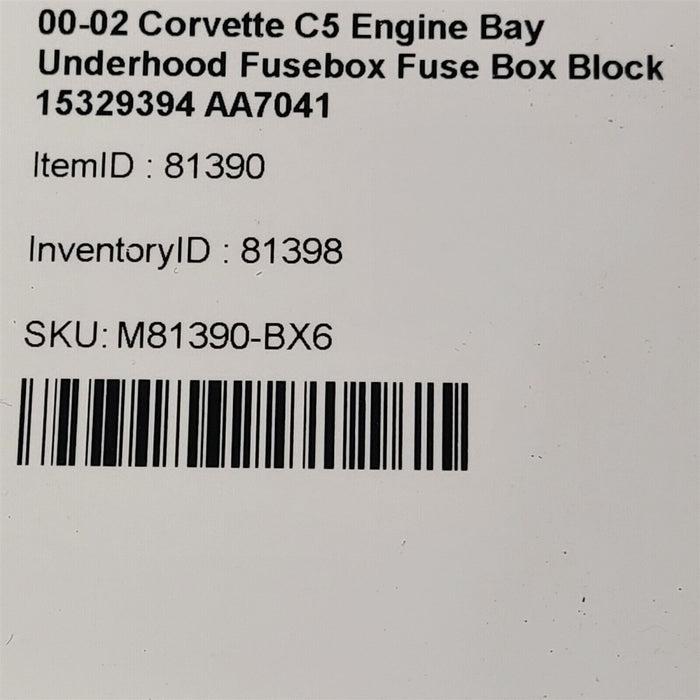 00-02 Corvette C5 Engine Bay Underhood Fusebox Fuse Box Block 15329394 AA7041