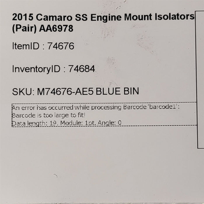 10-15 Camaro SS Engine Mount Isolators (Pair) AA6978