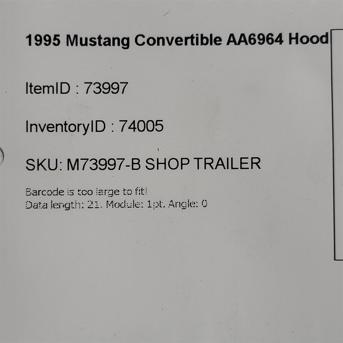 94-98 Mustang GT Hood OEM AA6964