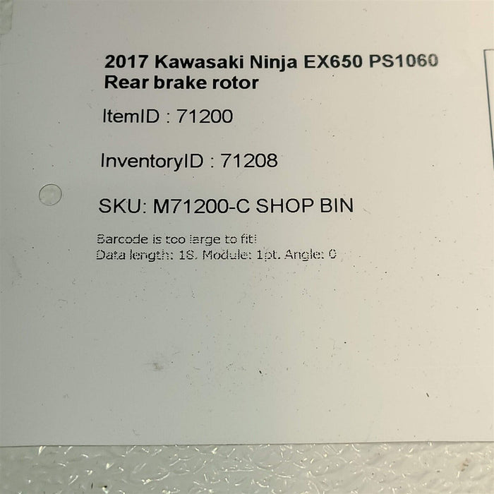 2017 Kawasaki Ninja EX650 Rear brake rotor ABS PS1060