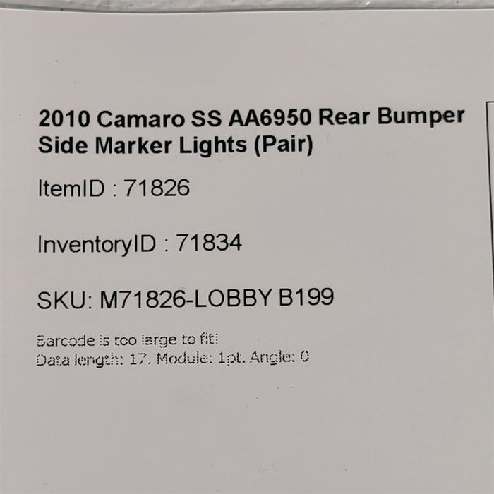 10-13 Camaro SS Rear Bumper Side Marker Lights (Pair) AA6950