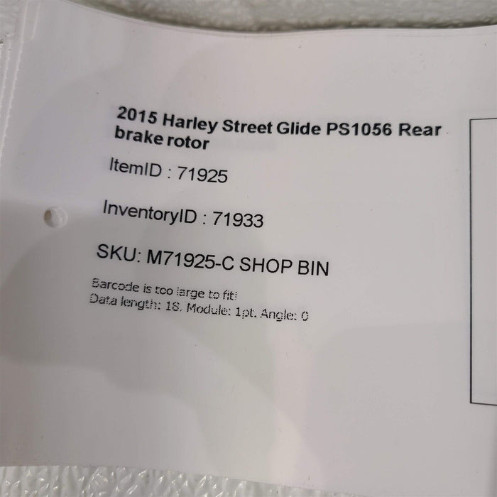 2015 Harley Street Glide Rear Brake Rotor Disc PS1056