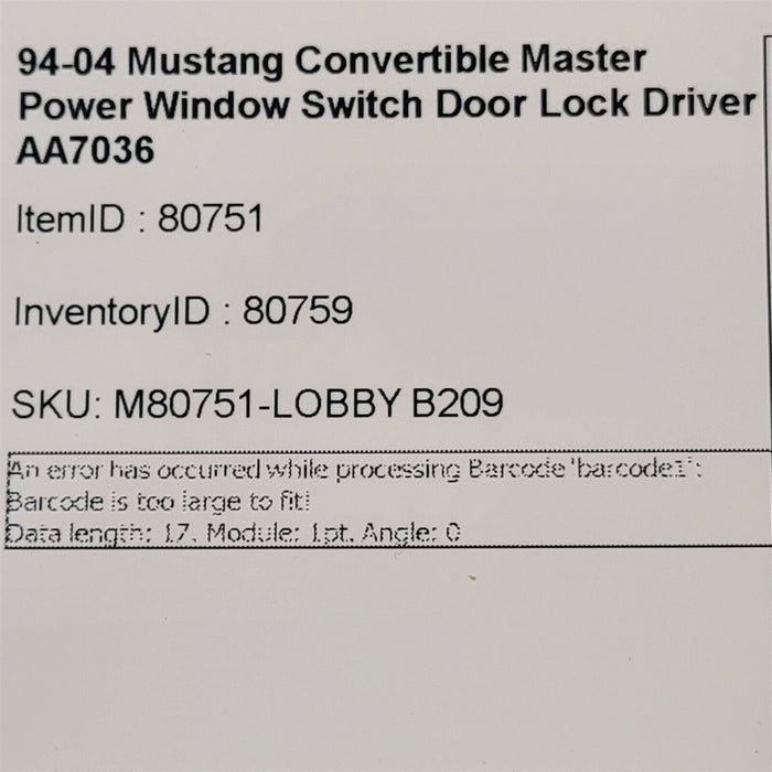 94-04 Mustang Convertible Master Power Window Switch Door Lock Driver AA7036