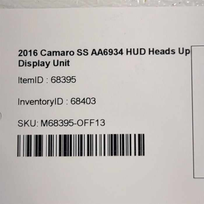 2016 Camaro SS HUD Heads Up Display Unit Projector AA6934