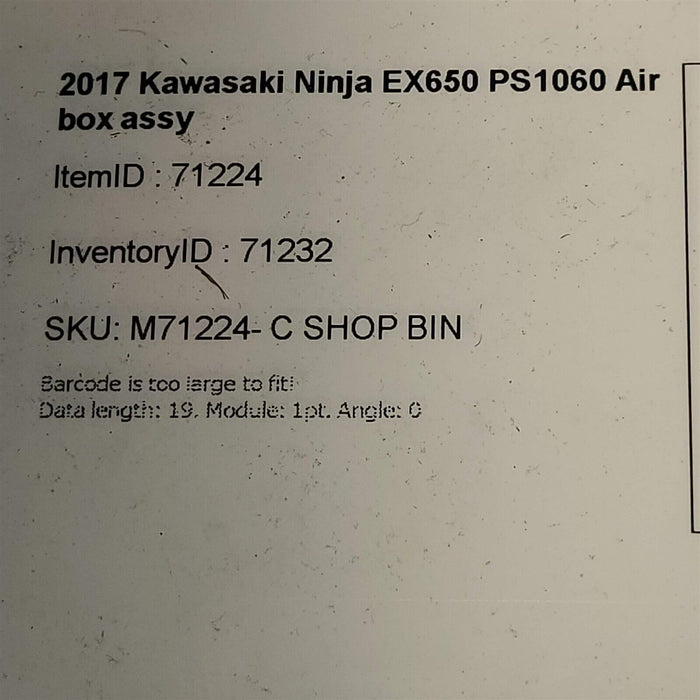 2017 Kawasaki Ninja EX650 Air Box Cleaner Intake PS1060