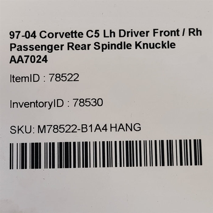 97-04 Corvette C5 Lh Driver Front / Rh Passenger Rear Spindle Knuckle AA7024