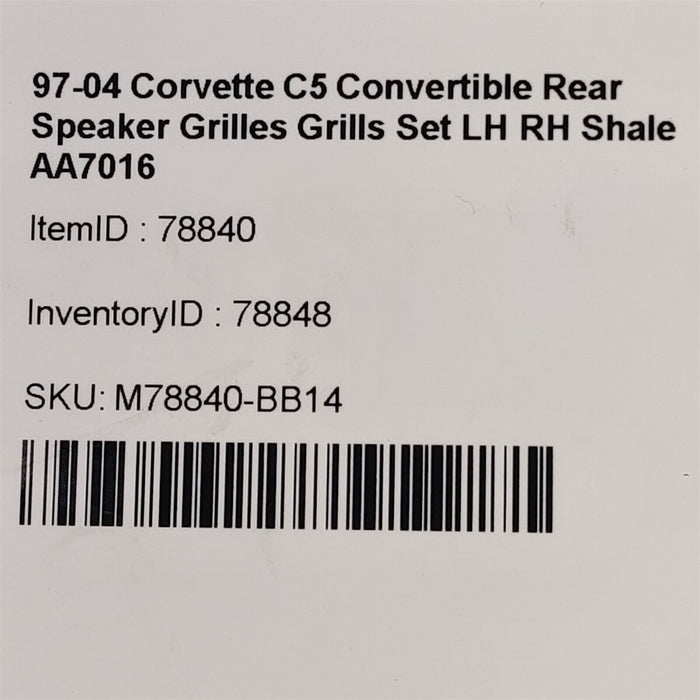 03-04 Corvette C5 Convertible Rear Speaker Grilles Grills Set LH RH Shale AA7016