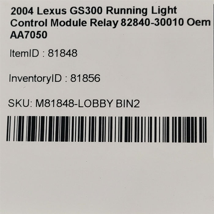 98-05 Lexus GS300 Running Light Control Module Relay 82840-30010 Oem AA7050