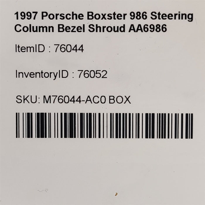 97-04 Porsche Boxster 986 Steering Column Bezel Shroud AA6986