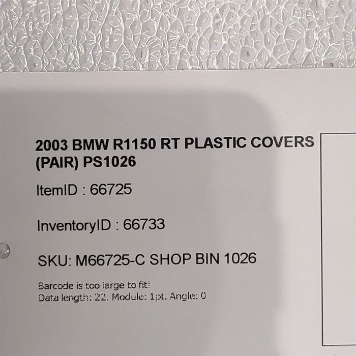 2003 Bmw R1150 Rt Plastic Covers Cover Pair Set Trim Ps1026