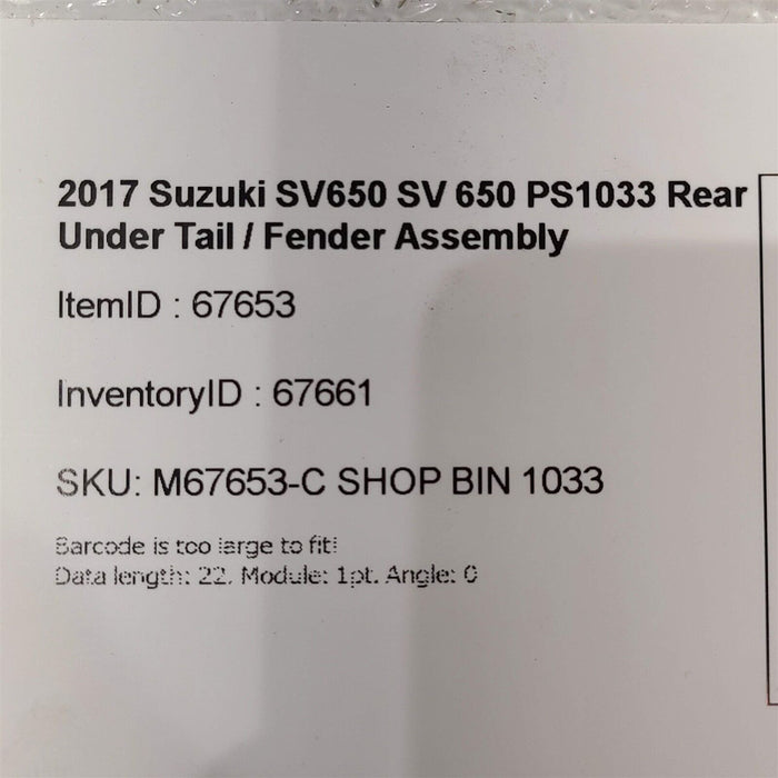 2006 Suzuki SV650 SV 650 Rear Under Tail Fender Assembly PS1033