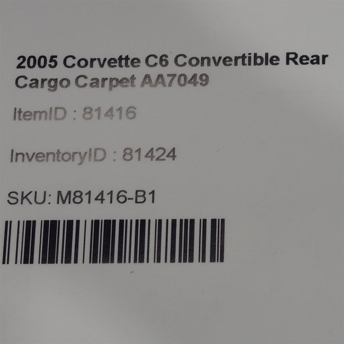 05-13 Corvette C6 Convertible Rear Cargo Carpet AA7049