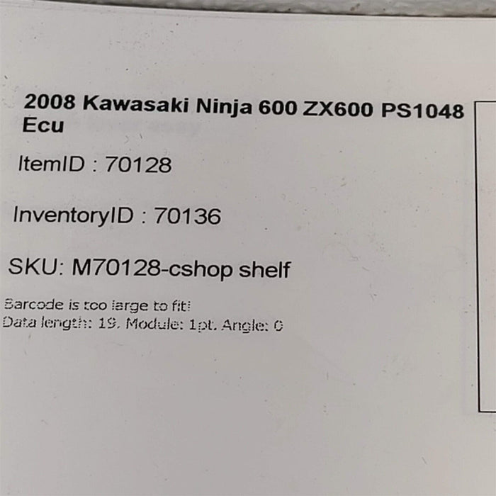 2008 Kawasaki Ninja 600 ZX600 Ecu engine computer PS1048