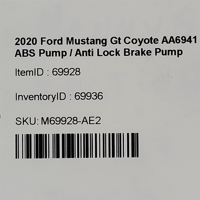 2020 Ford Mustang Gt Coyote ABS Pump Anti Lock Brake Pump AA6941