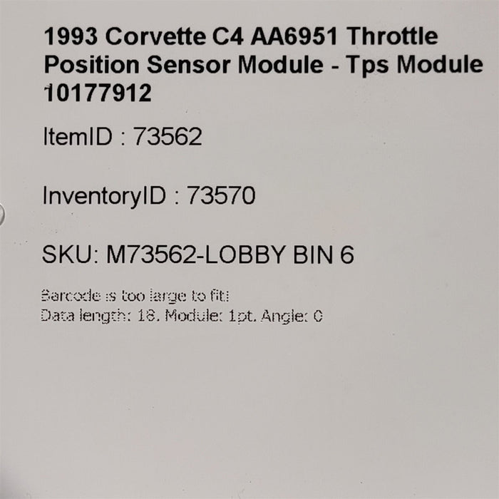 92-93 Corvette C4 Throttle Position Sensor Module 10177912 AA6951