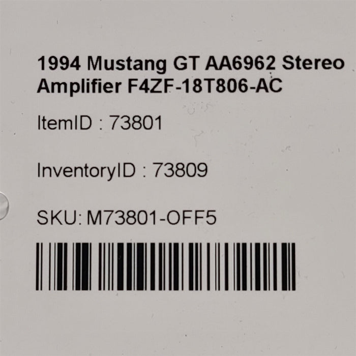 1994 Mustang Gt Aa6962 Stereo Amplifier F4Zf-18T806-Ac