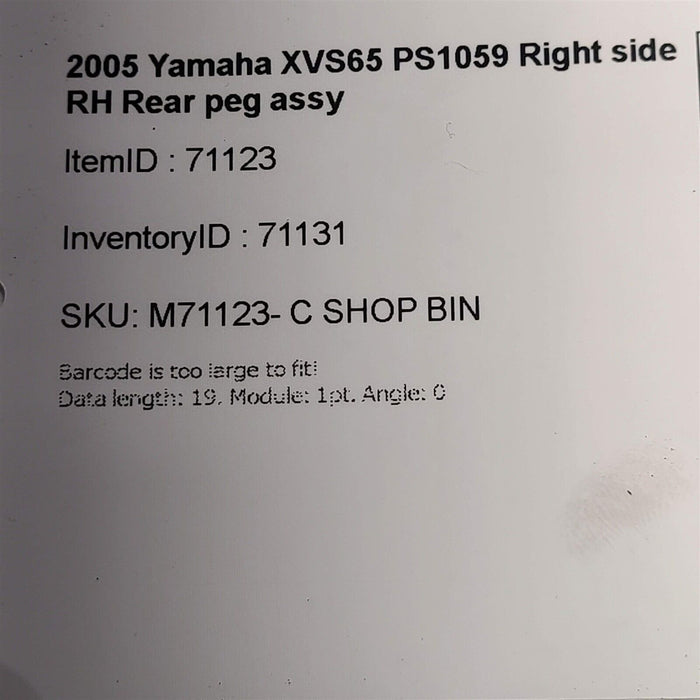 2005 Yamaha XVS 650 Right Rear Foot Peg Rest PS1059