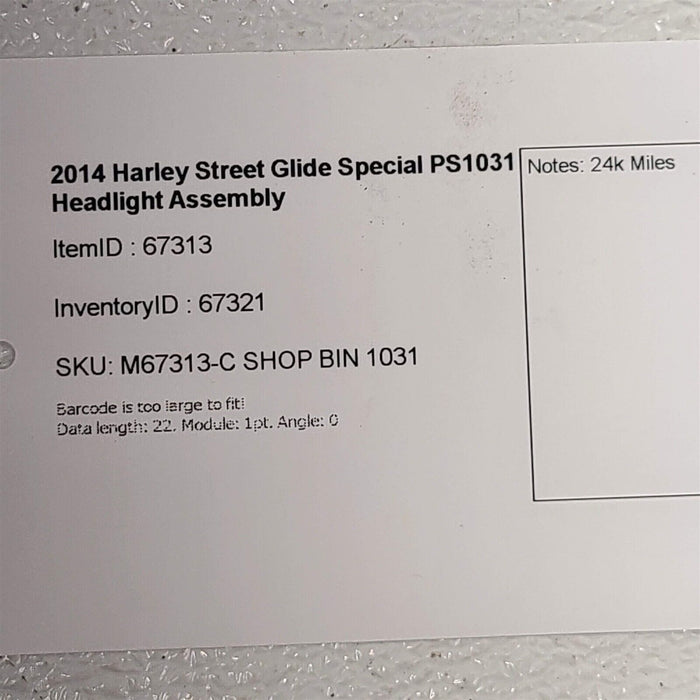 2014 Harley Street Glide Headlight Assembly PS1031