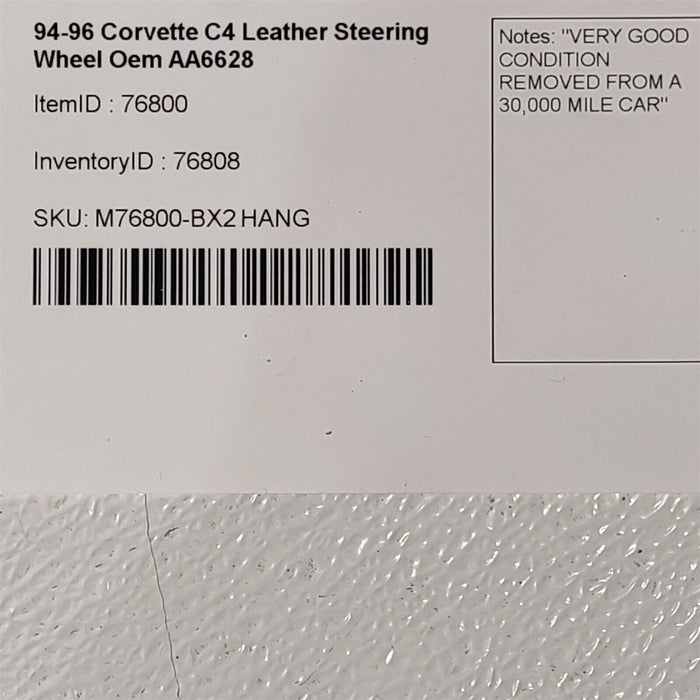 94-96 Corvette C4 Leather Steering Wheel Oem 30k AA6628