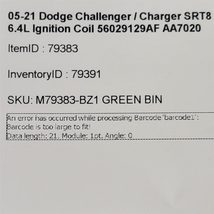 05-21 Dodge Challenger / Charger SRT8 6.4L Ignition Coil 56029129AF AA7020