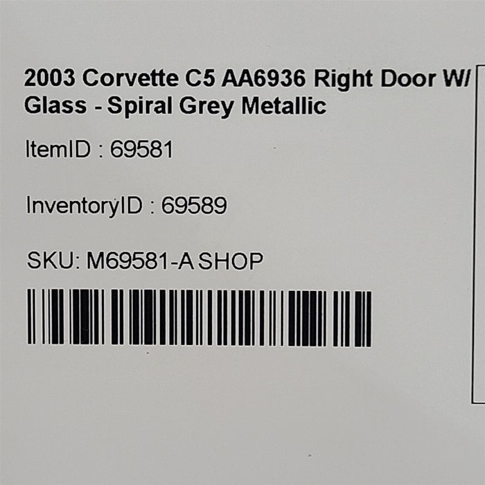 97-04 Corvette C5 Passenger Door Glass Window Regulator Spiral Grey AA6936