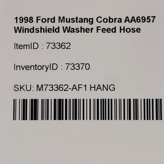 94-98 Ford Mustang Cobra Windshield Washer Feed Hose AA6957