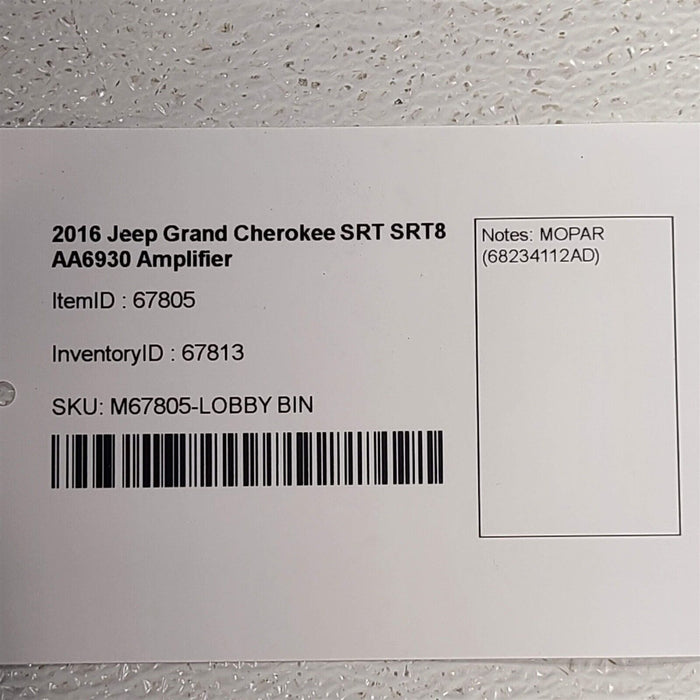 2016 Jeep Grand Cherokee SRT SRT8 Audio Amp Stereo Amp Amplifier AA6930