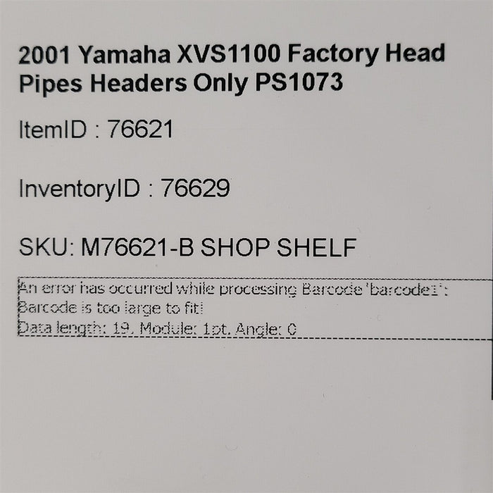 2001 Yamaha XVS1100 Factory Head Pipes Headers Only Exhaust PS1073